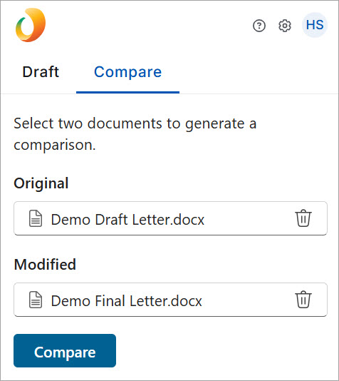 在 Word 的 Litera One 中进行比较 在 Word 的 Litera One 中进行比较